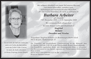 Anzeige von Barbara Arbeiter von  Werbepost 