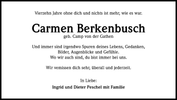 Anzeige von Carmen Berkenbusch von Kölner Stadt-Anzeiger / Kölnische Rundschau / Express