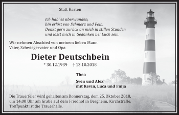 Anzeige von Dieter Deutschbein von  Sonntags-Post 