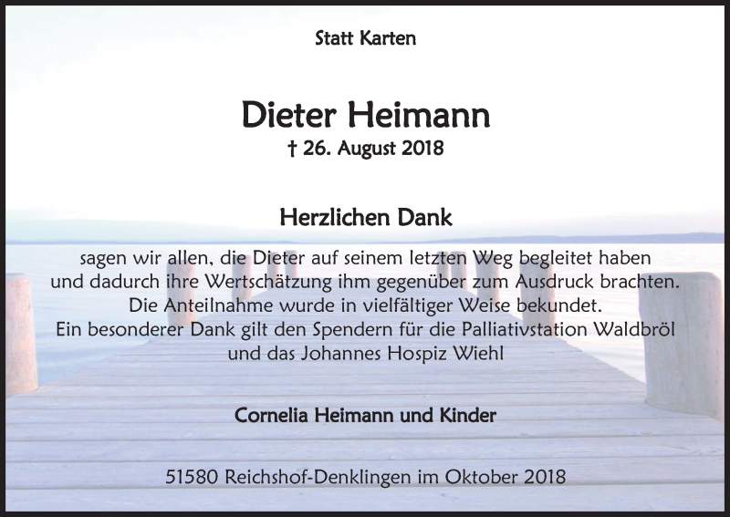  Traueranzeige für Dieter Heimann vom 27.10.2018 aus Kölner Stadt-Anzeiger / Kölnische Rundschau / Express
