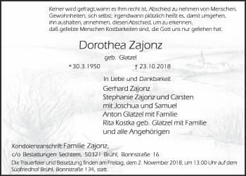 Anzeige von Dorothea Zajonz von  Schlossbote/Werbekurier 