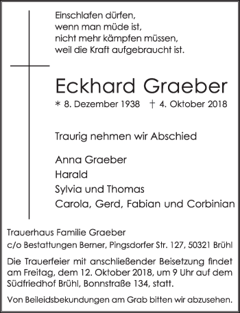 Anzeige von Eckhard Graeber von  Schlossbote/Werbekurier 