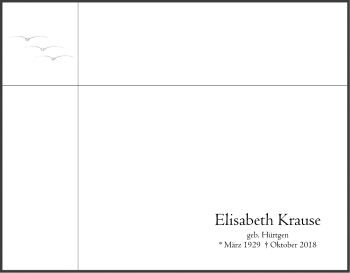 Anzeige von Elisabeth Krause von Kölner Stadt-Anzeiger / Kölnische Rundschau / Express