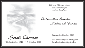 Anzeige von Gerald Chomrak von  Sonntags-Post 