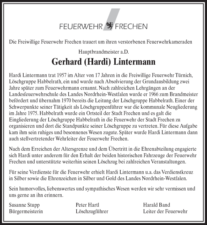  Traueranzeige für Gerhard Lintermann vom 06.10.2018 aus  Sonntags-Post 