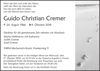 Anzeige von Guido Christian Cremer von  Blickpunkt Euskirchen 
