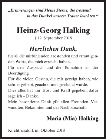 Anzeige von Heinz-Georg Halking von  Werbepost 