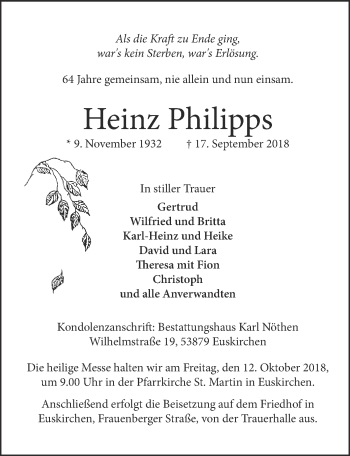 Anzeige von Heinz Philipps von  Blickpunkt Euskirchen 