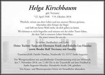 Anzeige von Helga Kirschbaum von  Extra Blatt 