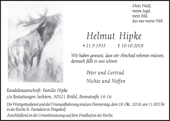 Anzeige von Helmut Hipke von  Schlossbote/Werbekurier 