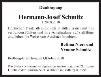 Anzeige von Hermann-Josef Schmitz von  Werbepost 
