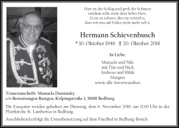 Anzeige von Hermann Schievenbusch von  Werbepost 