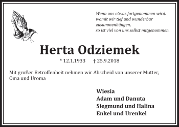 Anzeige von Herta Odziemek von  Schlossbote/Werbekurier 