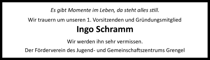  Traueranzeige für Ingo Schramm vom 10.10.2018 aus  Kölner Wochenspiegel 