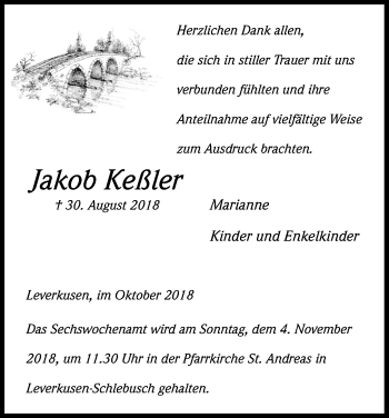 Anzeige von Jakob Keßler von Kölner Stadt-Anzeiger / Kölnische Rundschau / Express