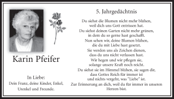 Anzeige von Karin Pfeifer von  Sonntags-Post 