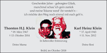 Anzeige von Karl Heinz Klein von  Schlossbote/Werbekurier 