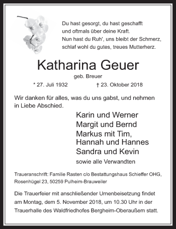 Anzeige von Katharina Geuer von  Werbepost 