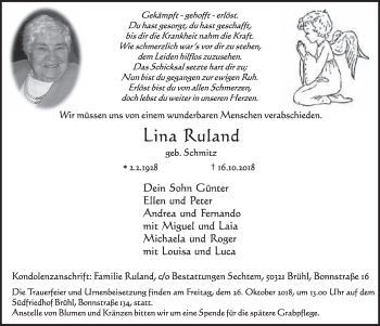 Anzeige von Lina Ruland von  Schlossbote/Werbekurier 