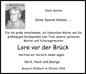 Anzeige von Lore vor der Brück von Kölner Stadt-Anzeiger / Kölnische Rundschau / Express