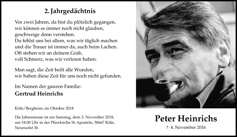  Traueranzeige für Peter Heinrichs vom 18.07.2023 aus Kölner Stadt-Anzeiger / Kölnische Rundschau / Express