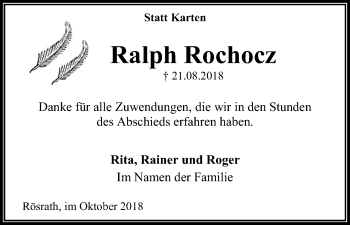 Anzeige von Ralph Rochocz von Kölner Stadt-Anzeiger / Kölnische Rundschau / Express