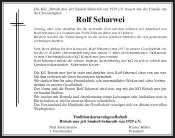 Anzeige von Rolf Scharwei von  Werbepost 
