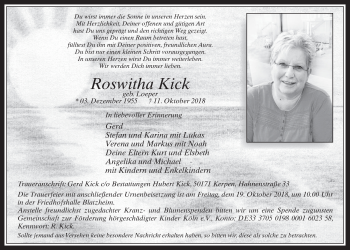 Anzeige von Roswitha Kick von  Werbepost 