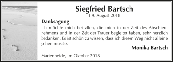 Anzeige von Siegfried Bartsch von  Anzeigen Echo 