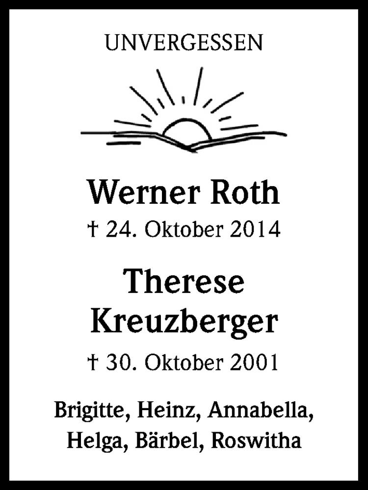  Traueranzeige für Therese Kreuzberger vom 30.10.2018 aus Kölner Stadt-Anzeiger / Kölnische Rundschau / Express
