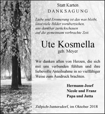 Anzeige von Ute Kosmella von  Blickpunkt Euskirchen 