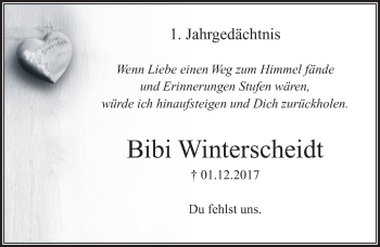 Anzeige von Bibi Winterscheidt von  Rhein-Sieg-Wochenende 