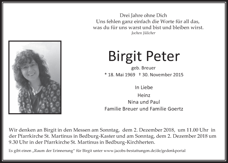  Traueranzeige für Birgit Peter vom 18.07.2023 aus  Werbepost 