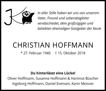 Anzeige von Christian Hoffmann von Kölner Stadt-Anzeiger / Kölnische Rundschau / Express