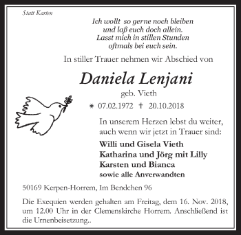 Anzeige von Daniela Lenjani von  Werbepost 