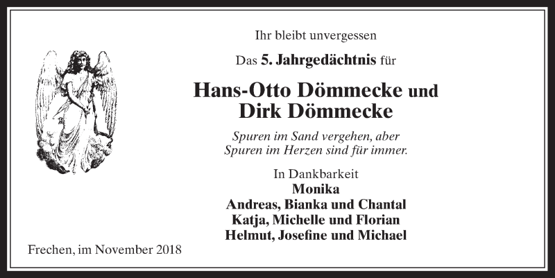  Traueranzeige für Dirk Dömmecke vom 14.11.2018 aus  Wochenende 