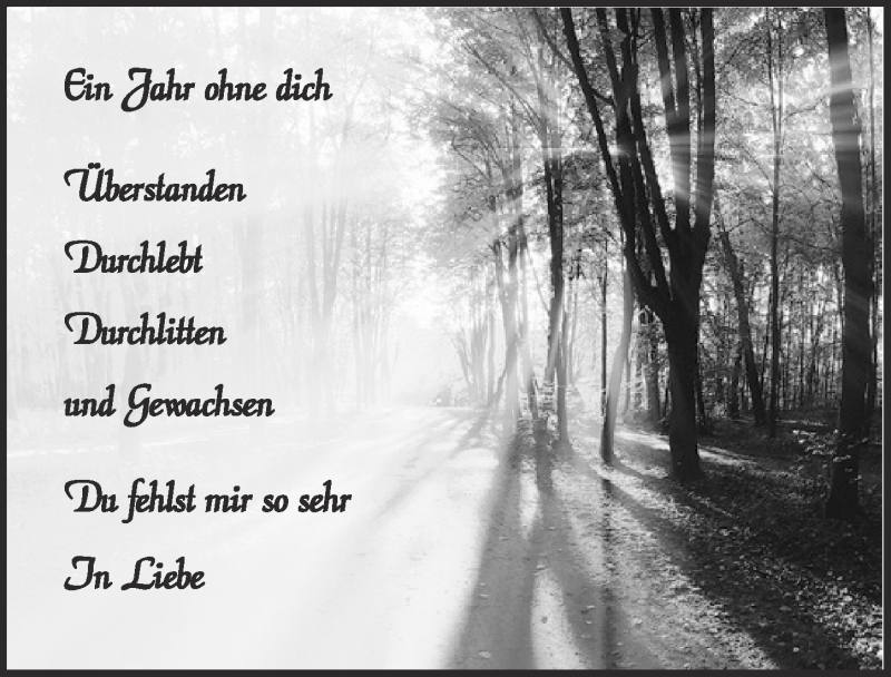  Traueranzeige für Ein Jahr  vom 03.11.2018 aus  Blickpunkt Euskirchen 