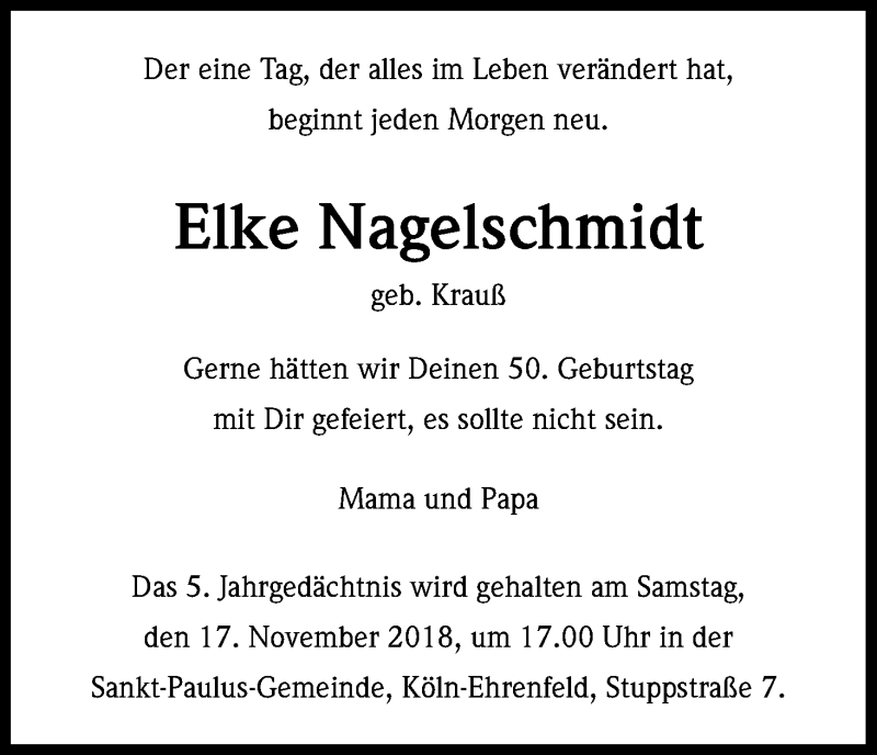  Traueranzeige für Elke Nagelschmidt vom 18.07.2023 aus Kölner Stadt-Anzeiger / Kölnische Rundschau / Express