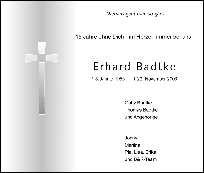  Traueranzeige für Erhard Badtke vom 18.07.2023 aus Kölner Stadt-Anzeiger / Kölnische Rundschau / Express