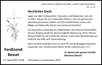 Anzeige von Ferdinand Bessel von Kölner Stadt-Anzeiger / Kölnische Rundschau / Express