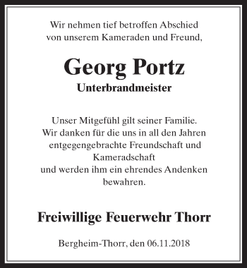Anzeige von Georg Portz von  Werbepost 