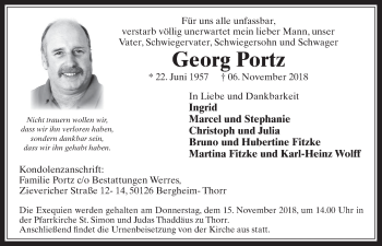 Anzeige von Georg Portz von  Werbepost 