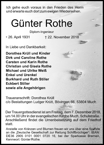 Anzeige von Günter Rothe von Kölner Stadt-Anzeiger / Kölnische Rundschau / Express