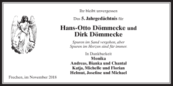 Anzeige von Hans-Otto Dömmecke von  Wochenende 