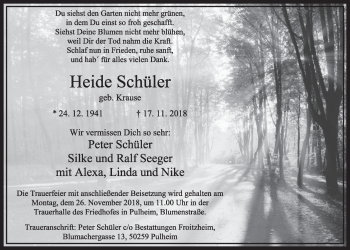 Anzeige von Heide Schüler von  Sonntags-Post 