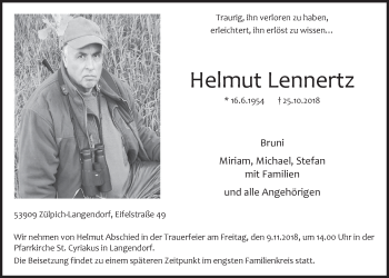 Anzeige von Helmut Lennertz von  Blickpunkt Euskirchen 