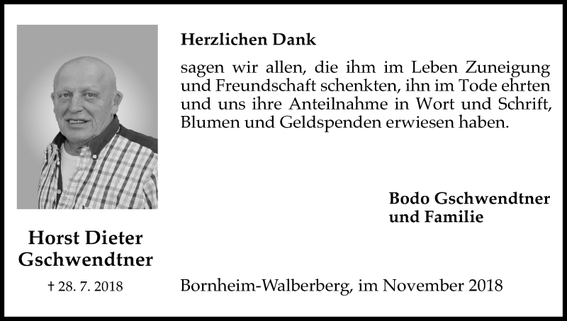  Traueranzeige für Horst Dieter vom 03.11.2018 aus Kölner Stadt-Anzeiger / Kölnische Rundschau / Express