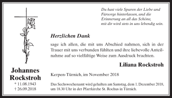 Anzeige von Johannes Rockstroh von  Werbepost 