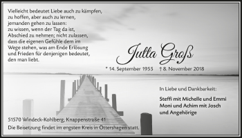 Anzeige von Jutta Groß von  Lokalanzeiger 