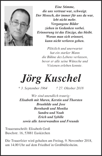Anzeige von Jörg Kuschel von  Blickpunkt Euskirchen 